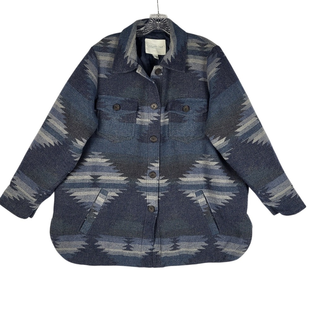 Coldwater Creek Western Jacket Women's Plus Sz 1X Blue Gray‎ Aztec Southwest